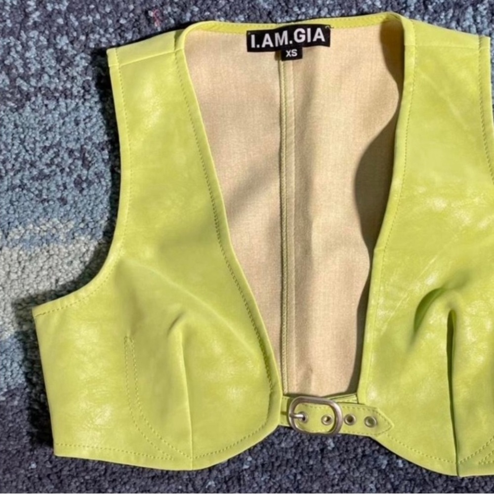 I AM GIA Nathalie leather top in green